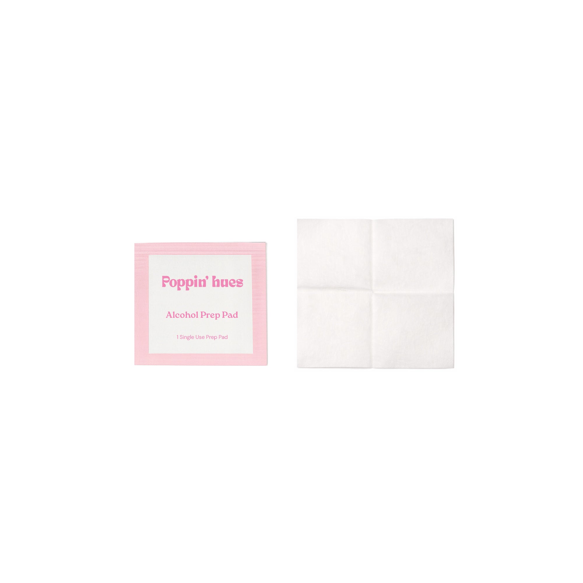 Poppin' hues alcohol prep pad with pink packaging on a white background