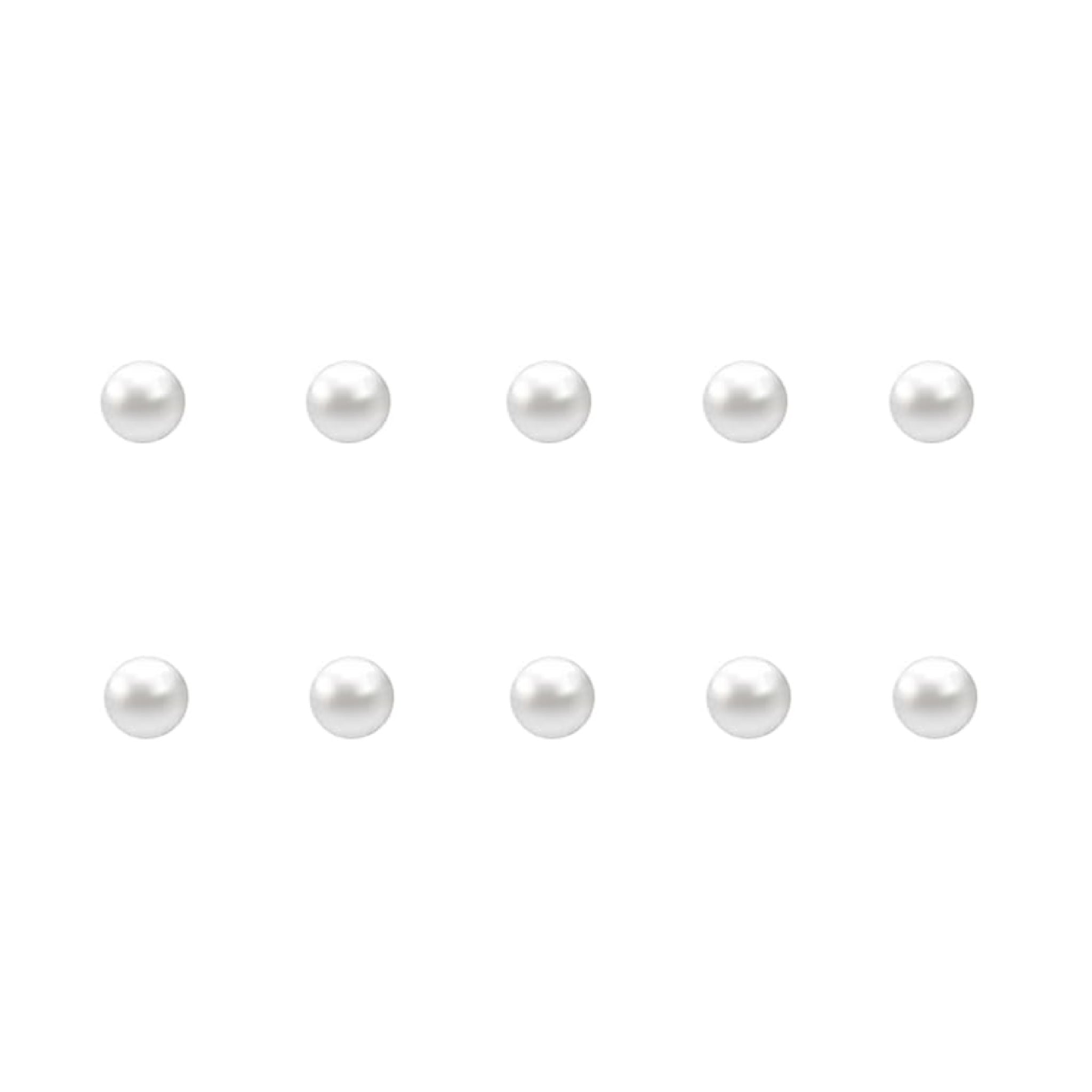 Set of small pearl nail charms on a white background